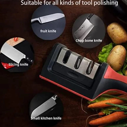 3-Stage Knife Sharpener Set - Diamond & Ceramic Rods for Kitchen, Hunting, Pocket Knives, Fast Edge Repair with Non-Slip Base