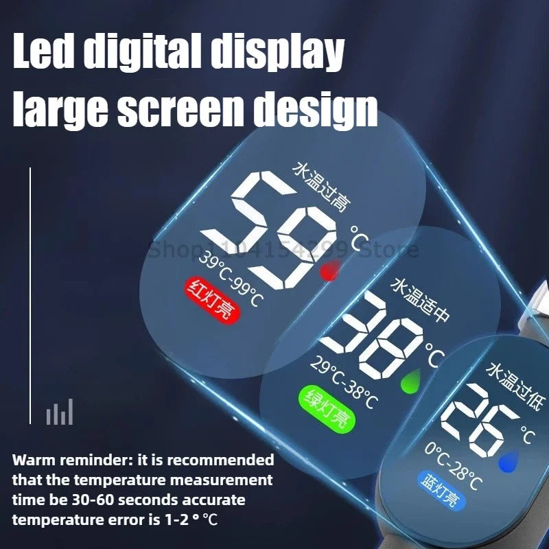 Black Bathroom Led Display 0℃~99℃ Home Water Shower Thermometer Water Accurate Temperature Measurement Meter Bathroom